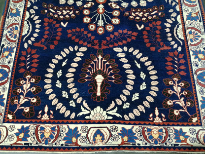Oriental RUG 6.9 x 10.8 Oushak Rug  Blue Persian Rug Navy Vintage Rug Fine Oushak Rugs Antique Turkish Rug Muted Turkish room Rug 7x11 rug