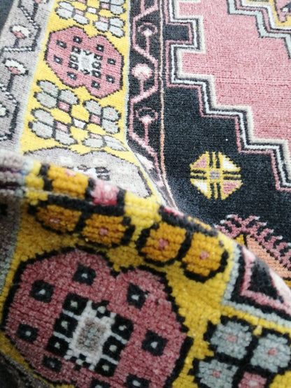 Rugs, Hand Made Rug, 7.3 x 3.8 Oushak Rug, Pink Rug, Bohemian Rug, Turkish Rug, Farmhouse Rug, Vintage Rug, Wool rug