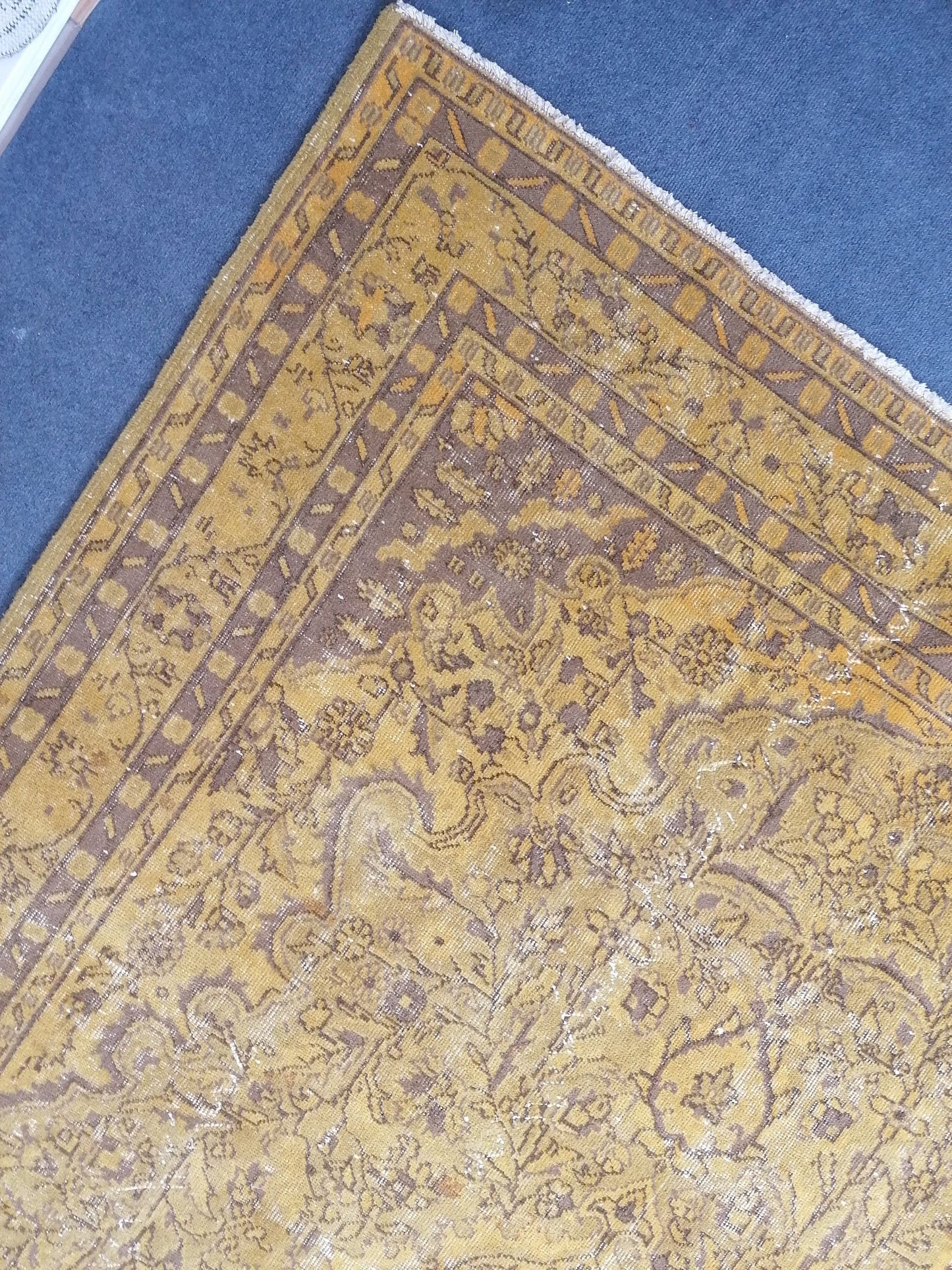 7x10 vintage oushak rug, large turkish rug, hand made wool rug, living room rug, rustic unsual tribal rug retro style,