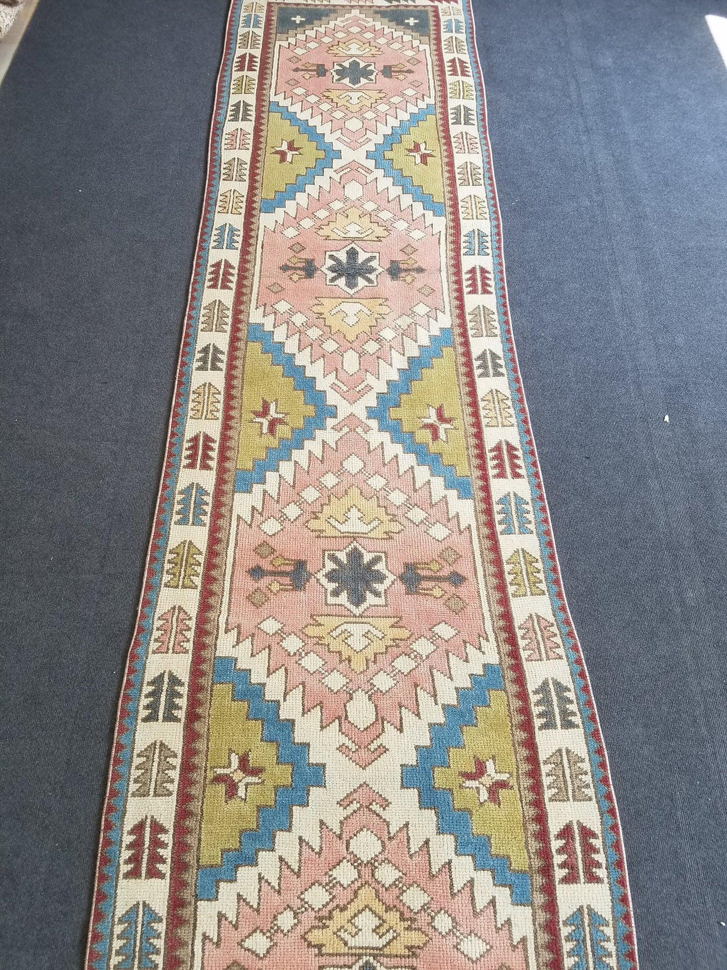 12'2x3' oushak runner rug,runner rug,turkish runner rug vintage rug vintage oushak rug,hand made runner rug, kitchen runner rug bohemian rug
