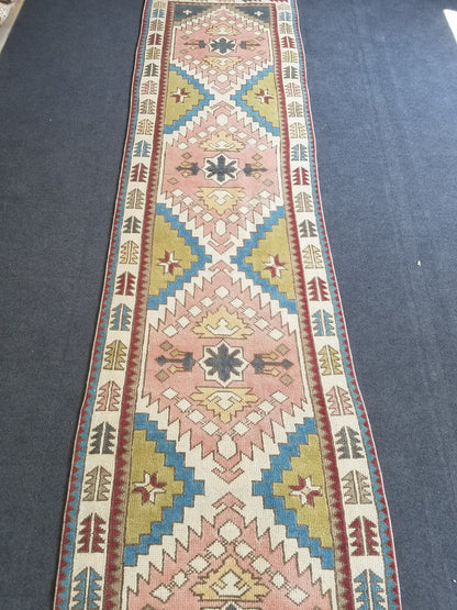 12'2x3' oushak runner rug,runner rug,turkish runner rug vintage rug vintage oushak rug,hand made runner rug, kitchen runner rug bohemian rug