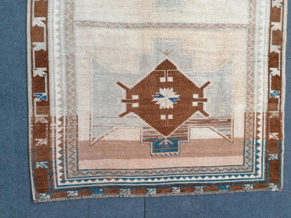 Muted oushak runner 10x4 vintage runner rug hallway runner rug kitchen runner rug wool runner rug wool oushak rug