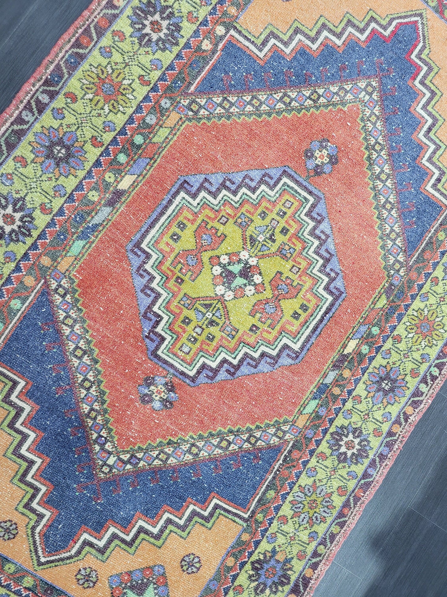 MUTED Large Vintage RUG TURKISH Oushak Rug 5 x 9.3 Vintage Oriental Rug Antique Persian Hand Made Rug Wool Turkish Anatolian Rug