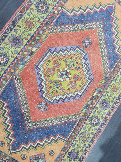 MUTED Large Vintage RUG TURKISH Oushak Rug 5 x 9.3 Vintage Oriental Rug Antique Persian Hand Made Rug Wool Turkish Anatolian Rug