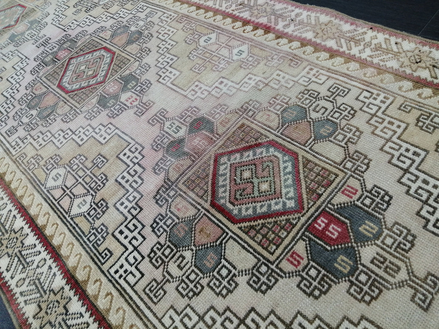 Muted Vintage Runner Rug Hallway Runner Rug 3x9 Kitchen Rug Runner Wool Runner Rug Oushak Runner Rug Turkish Runner Rug Medium Wool Pile