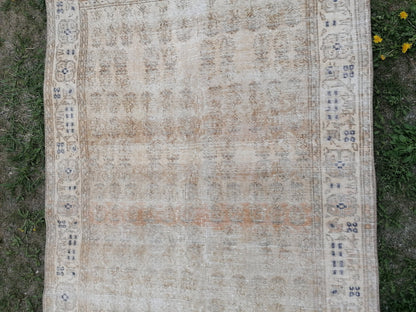 Dissret vintage rug, earth tone oushak rug 3'8x7 living room rug