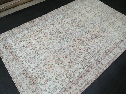 Vintage Turkish Rug 6.2 x 9.7 Muted Vintage Persian Rug Muted Vintage Rug Wool Muted Oushak Rug Hand Made Rugs Vintage Turkish Rug