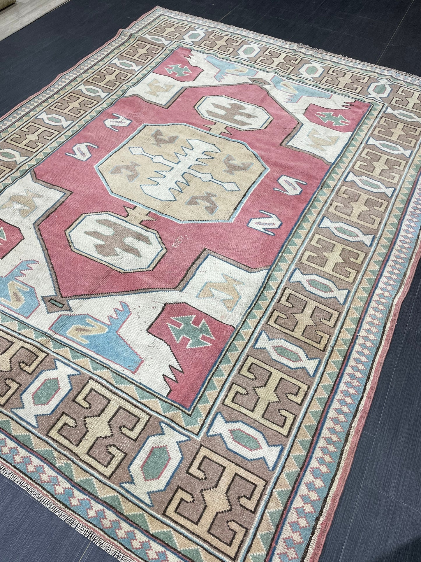 Wool Oushak Rug Vintage Rug Muted Vintage 6x8 ft Rug Wool Oriental Rug Handmade Rug Vintage Turkish Rug Muted Persian Wool Rug