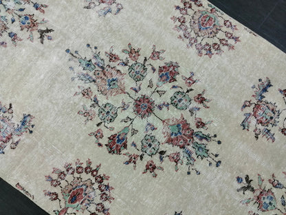 Distressed OUSHAK RUG 11.6 x 3.8 Muted Vintage  Runner Rug Vintage Runner Rug Wool Oushak Rug Vintage Turkish  Runner Rug