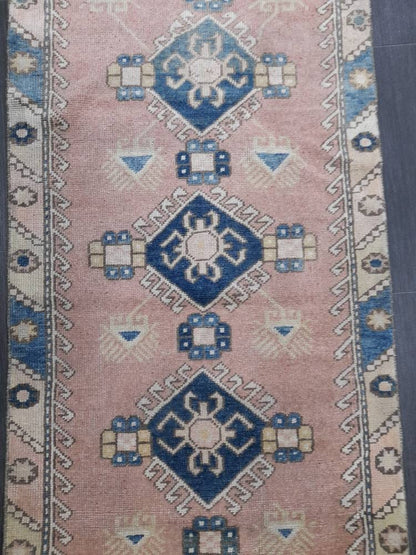 Muted Oushak Runner 2.4 x 5.5 Turkish Runner Rug Vintage Runner Rug Hallway Runner Rug Kitchen Runner Rug Wool Runner Rug Wool Oushak Rug