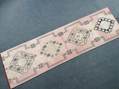2'4x8'3 wool runner rug, hallway runner rug, vintage kitchen runner, turkish runner, oushak runner rug, bohemian rug