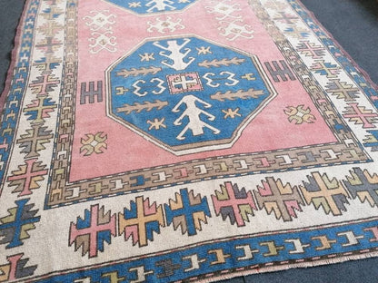 Turkish oushak wool rug 5x8 vintage handmade rug bohemian rug living room rug