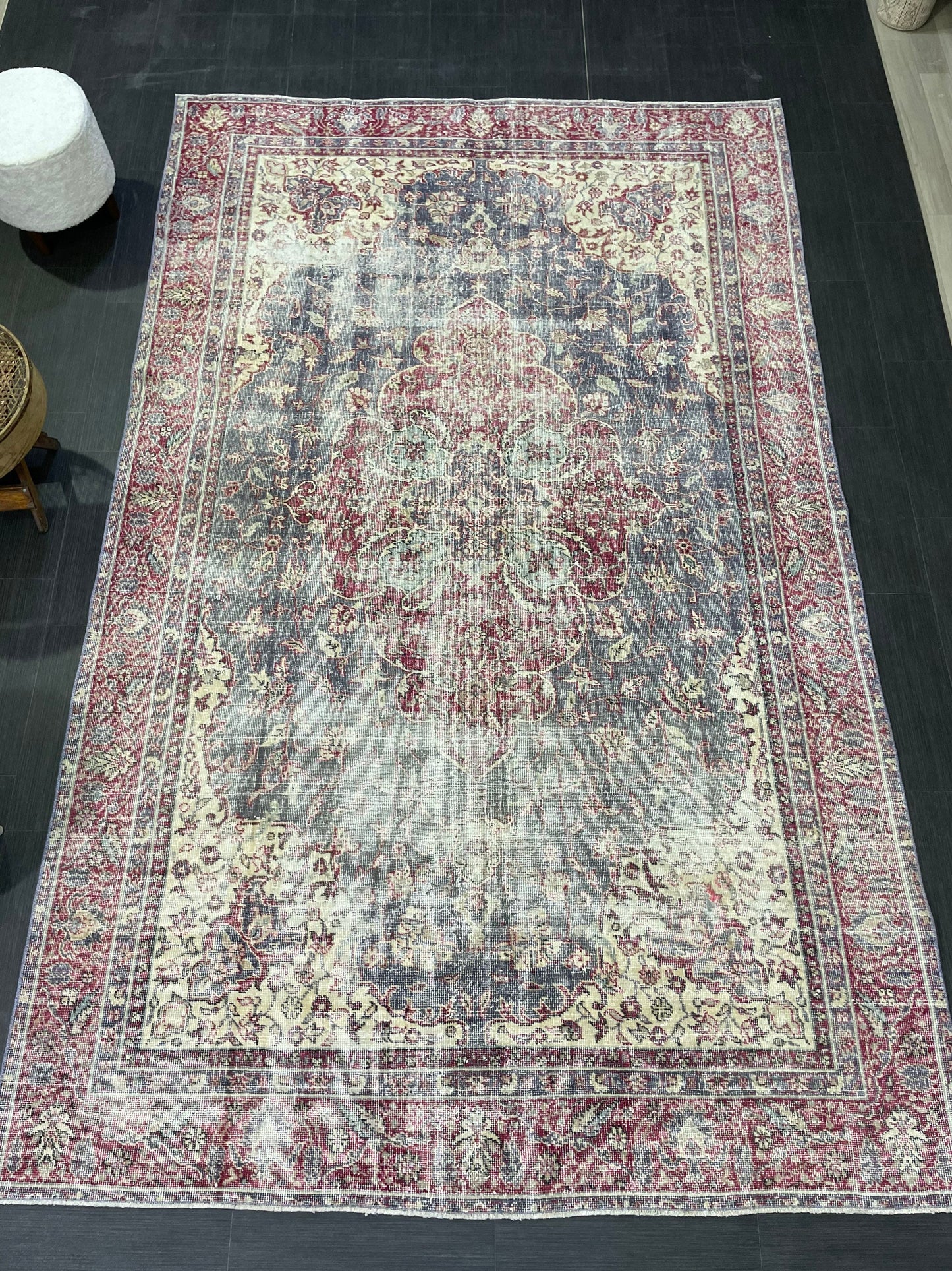 Antique Persian RUG, Turkish Oushak 6.3 x 10 Rug, Vintage Distressed Rug, Vintage Rug, Wool Muted Oriental Rug, Handmade Rug,