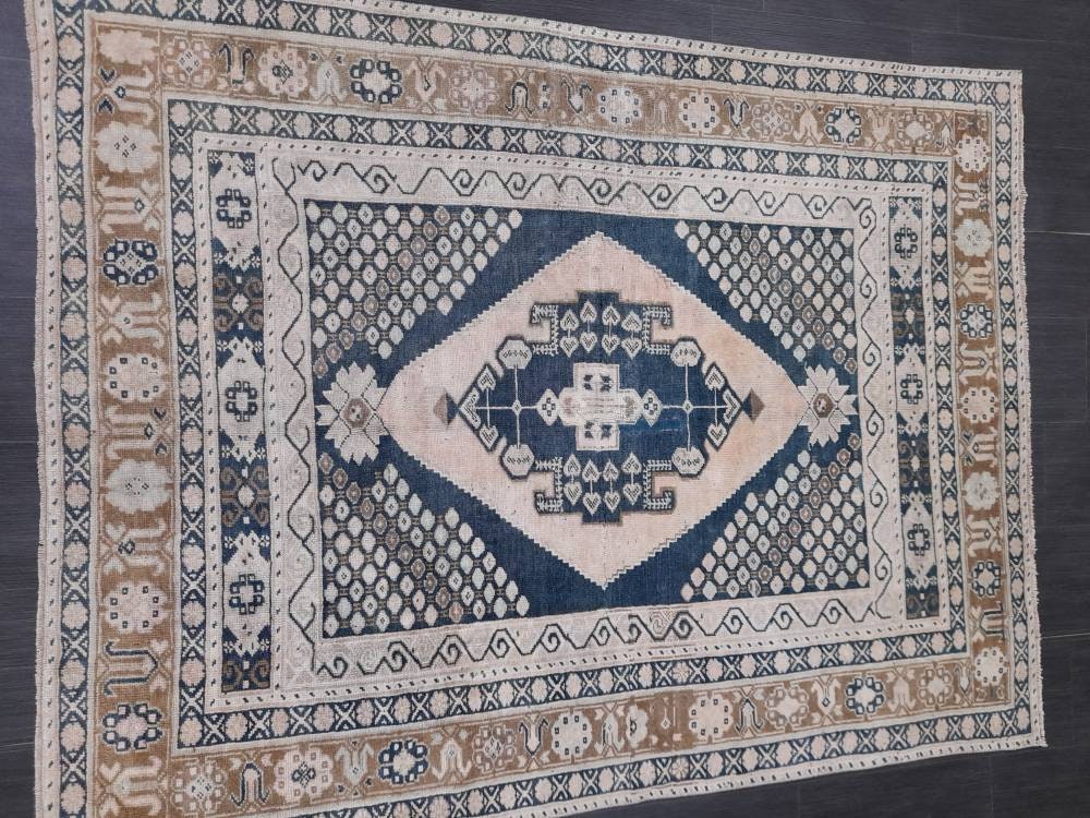 Wool Oushak Rug Vintage Rug Muted Vintage 5 x 6.8 Rug Wool Oriental Rug Hand Made Rug Vintage Turkish Rug 5x7 Muted Persian Wool Rug