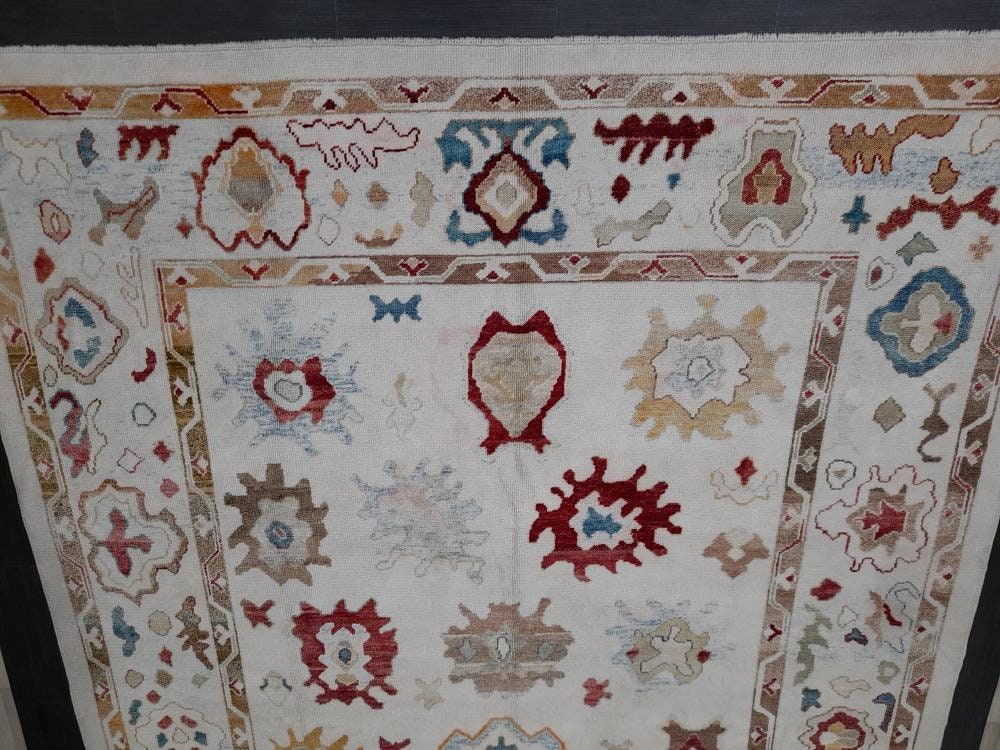 9x12 OUSHAK RUG Authentic TURKISH Oushak Rug Vintage Oushak Rug Wool Oriental Rug Hand Made Rug Hand Knotted Rug Made In Turkey Natural Dyes