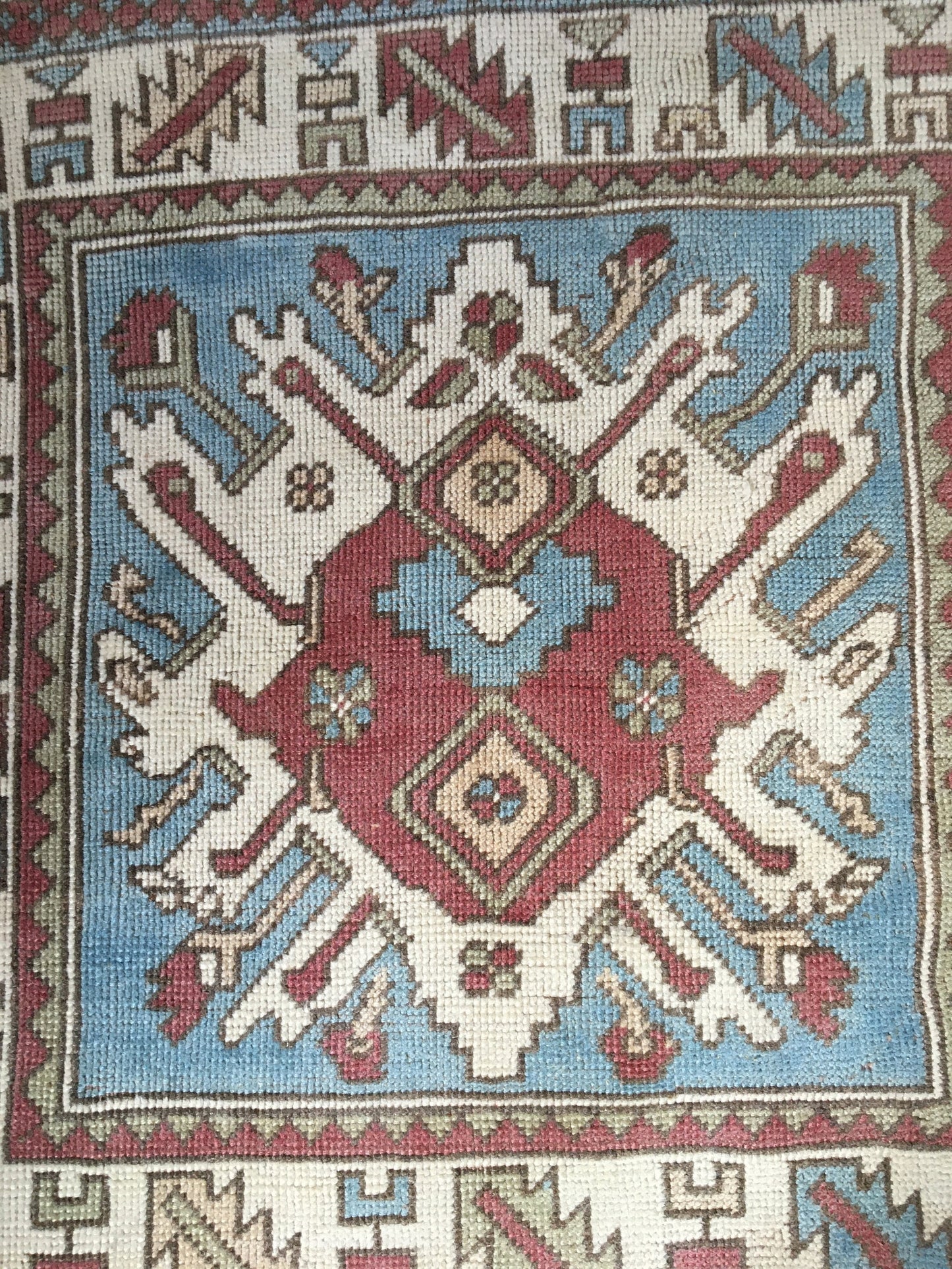 3.5x3.5 square handmade turkish rug, wool vintage blue chair rugs, entryway mini wide rug, bohemian oriental anatolian rug, kitchen cushion