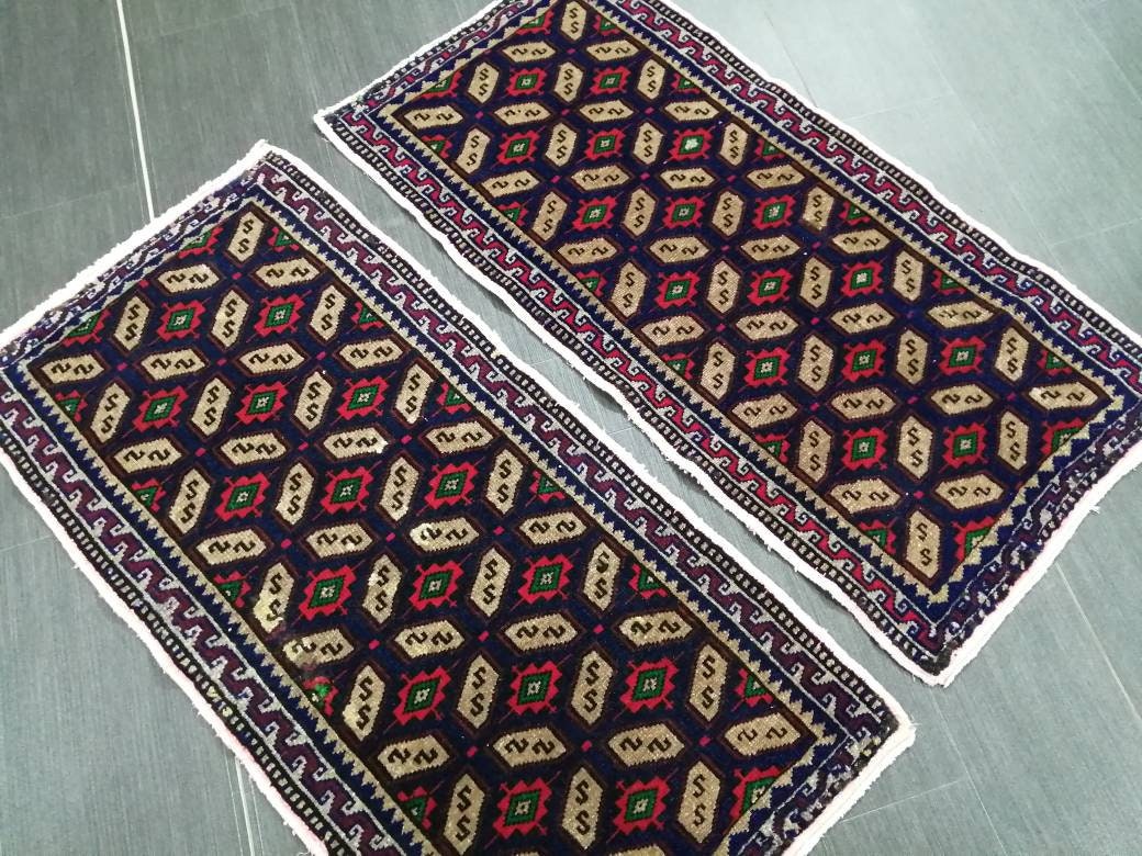 Twin Vintage Rug Mini Rug Navy Oushak Rug Small Area Rug Pair Turkish Rug Hand Made Rug A Pair Small Rug Twin Oriental Rug