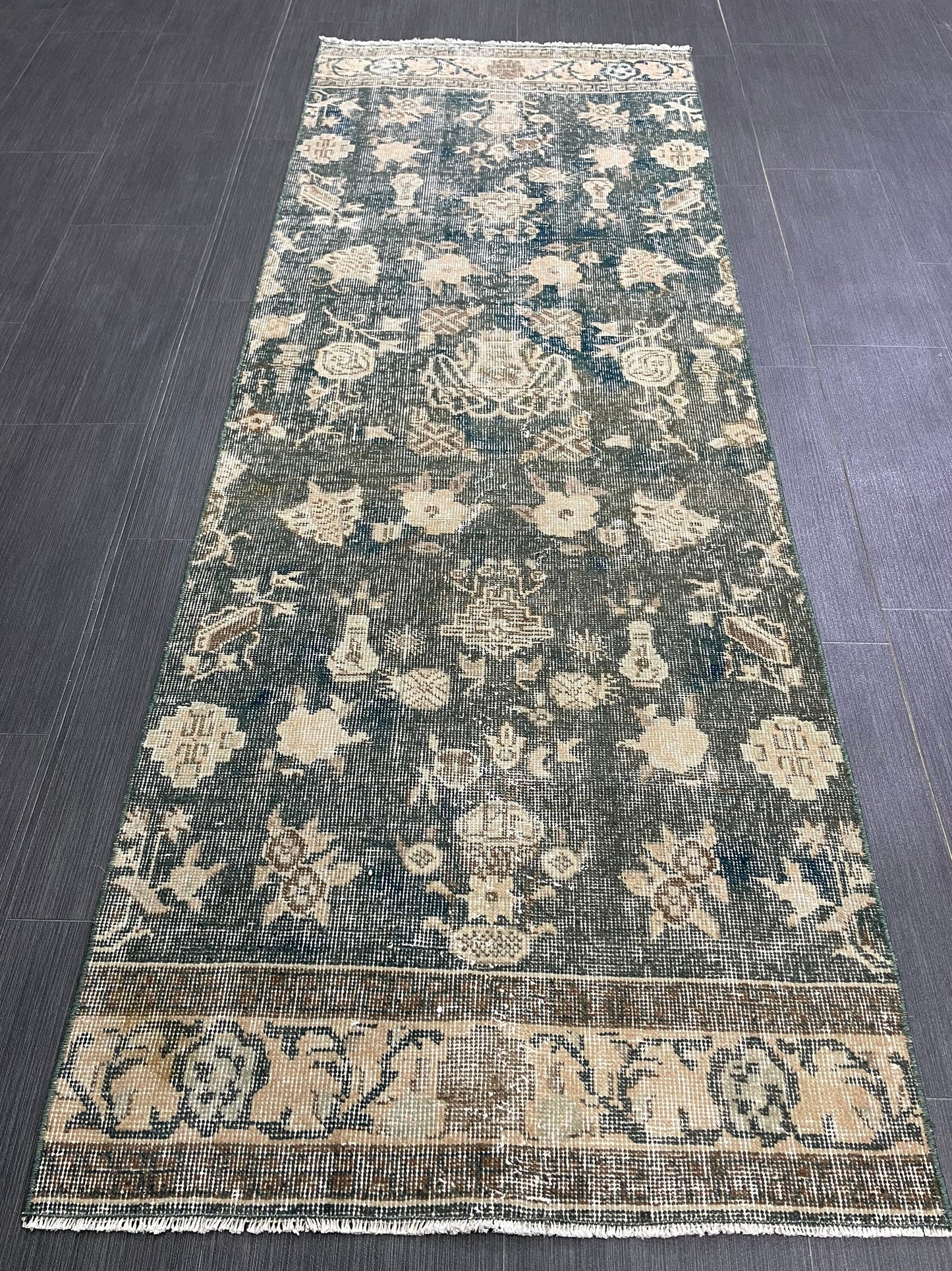 Vintage Runner Rug 2.5 x 7 Turkish Runner Rug Varigated  Brown Vintage Runner Rug Hallway Runner Rug Kitchen Runner Rug Wool Runner