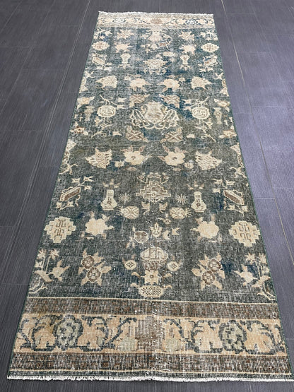 Vintage Runner Rug 2.5 x 7 Turkish Runner Rug Varigated  Brown Vintage Runner Rug Hallway Runner Rug Kitchen Runner Rug Wool Runner