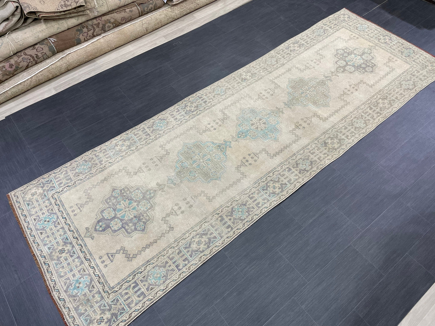 Muted Vintage Runner Rug 3.9 x 11.6 Vintage Persian Runner Rug  Hallway Runner Rug Turkish Runner Kitchen Runner Rug Antique Wool Runner