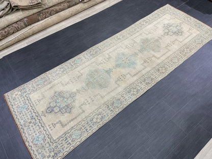 Muted Vintage Runner Rug 3.9 x 11.6 Vintage Persian Runner Rug  Hallway Runner Rug Turkish Runner Kitchen Runner Rug Antique Wool Runner