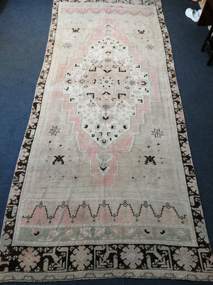 5.2 x 12 Oushak Runner Rug Turkish Runner Rug Vintage Runner Rug Hallway Runner Rug Muted Runner Rug Wool Runner Rug pink Oushak Rug