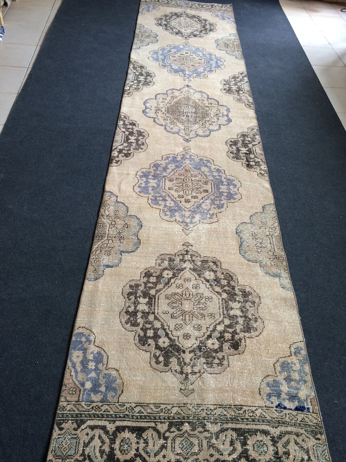 12.6 x 2.9 Oushak Runner Rug Turkish Runner Rug Vintage Runner Rug Hallway Runner Rug Kitchen Runner Rug Wool Runner Rug Wool Persian Runner