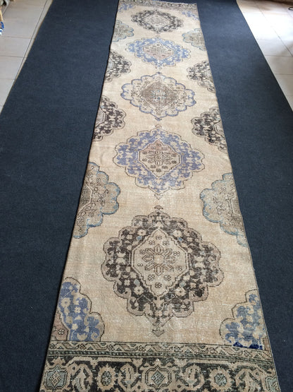 12.6 x 2.9 Oushak Runner Rug Turkish Runner Rug Vintage Runner Rug Hallway Runner Rug Kitchen Runner Rug Wool Runner Rug Wool Persian Runner