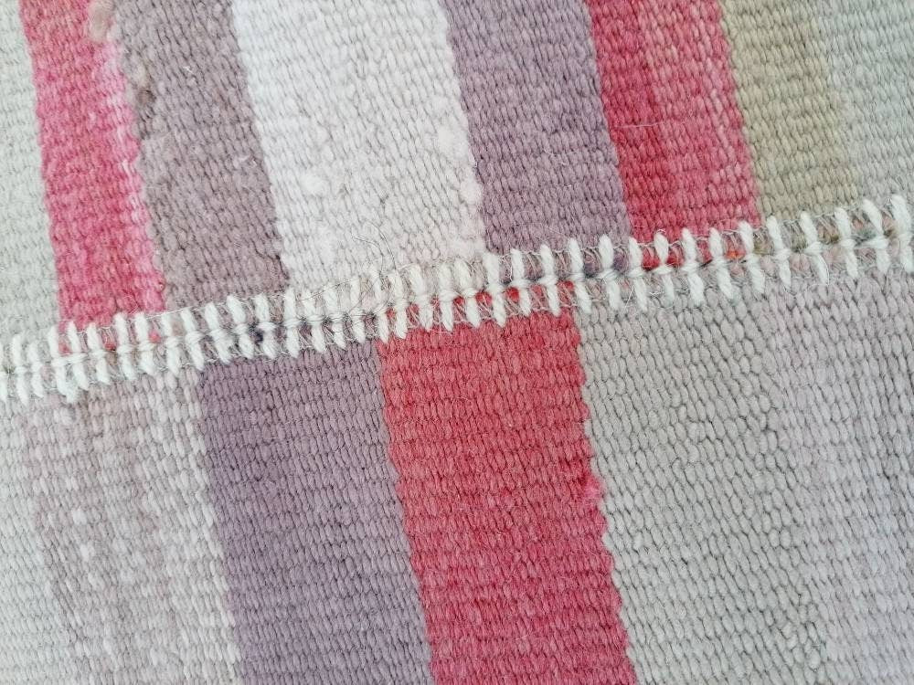 7x9.5 feet oversize wool kilim, pastel stripe rug, handmade rug living room, entryway turkish kilim rug, lounge area kilim rug, bigest kilim