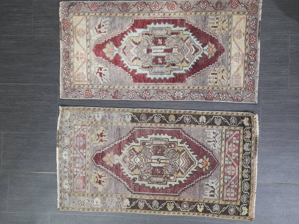 Coordinating Small Rug Turkish Rug Mini Twin Small Area Rug 1.6 x 3 Turkish Oushak Rug Persian Hand Made Rug Matching Oriental Vintage Rug