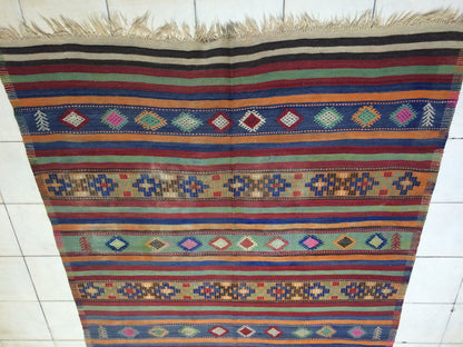 6 x 11 Flat Weave OUSHAK RUG TURKISH Oushak Rug Flatweave Oushak Runner Rug Vintage Runner Rug Wool Oushak Rug Hand Made Rugs Vintage Rug