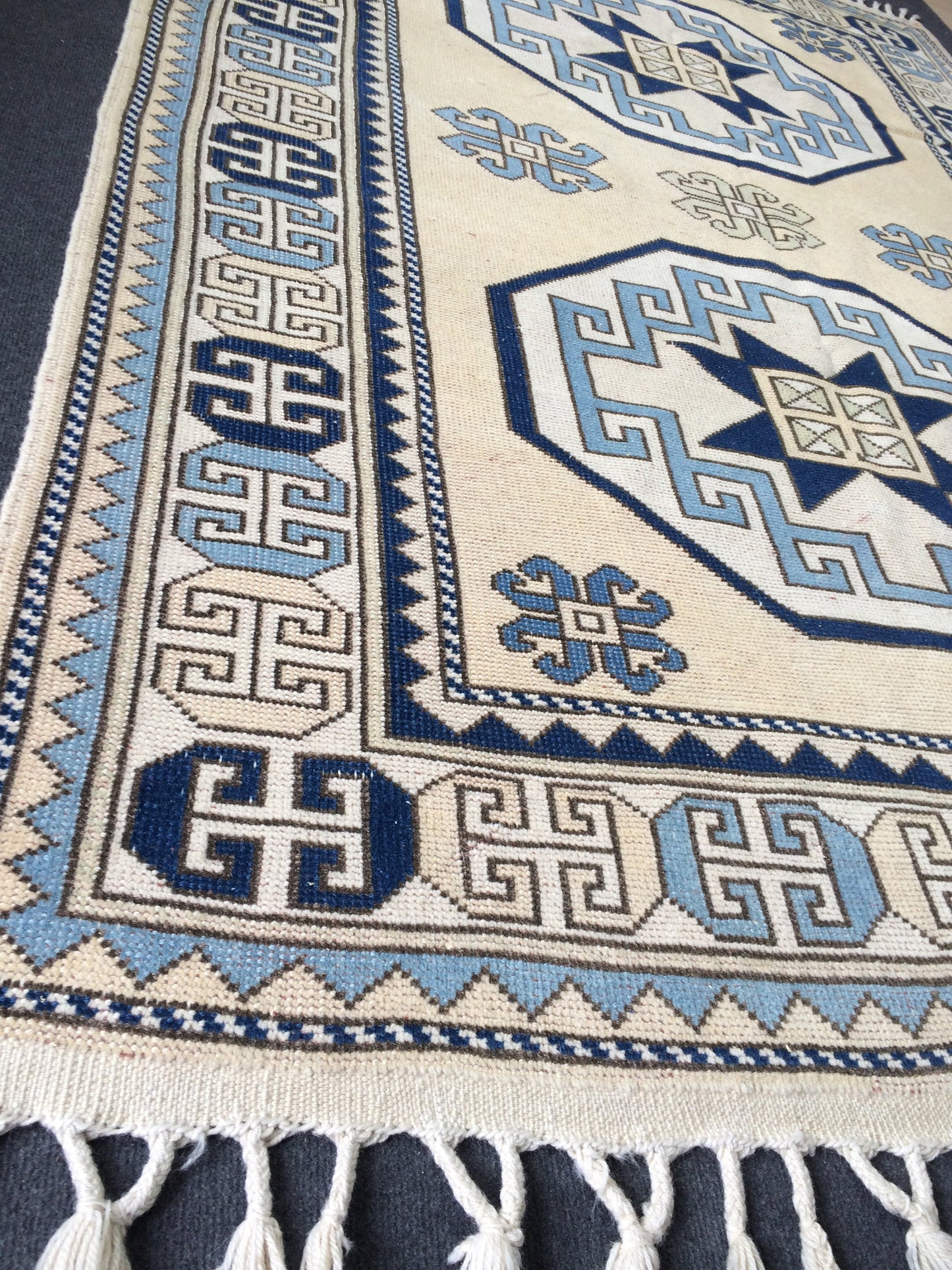 Blue Turkish Rug Large Area Rug OUSHAK RUG Pastel 5.4 x 8 Vintage Rug Blue Oriental Rug Muted Rug Boho Rug Persian Wool Rug TRADITIONAL Rug