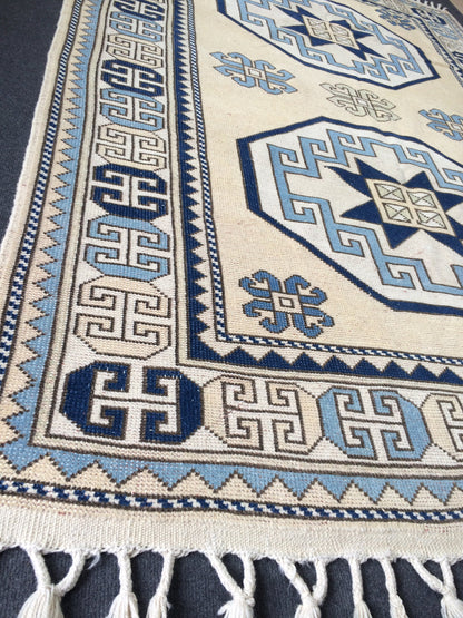 Blue Turkish Rug Large Area Rug OUSHAK RUG Pastel 5.4 x 8 Vintage Rug Blue Oriental Rug Muted Rug Boho Rug Persian Wool Rug TRADITIONAL Rug