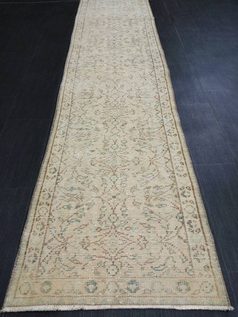 Vintage Runner Rug  2.4 x 10.7 Persian Runner Rug Muted Vintage Runner Rug Antique Hallway Runner Muted Turkish Runner Rug Distressed Runner