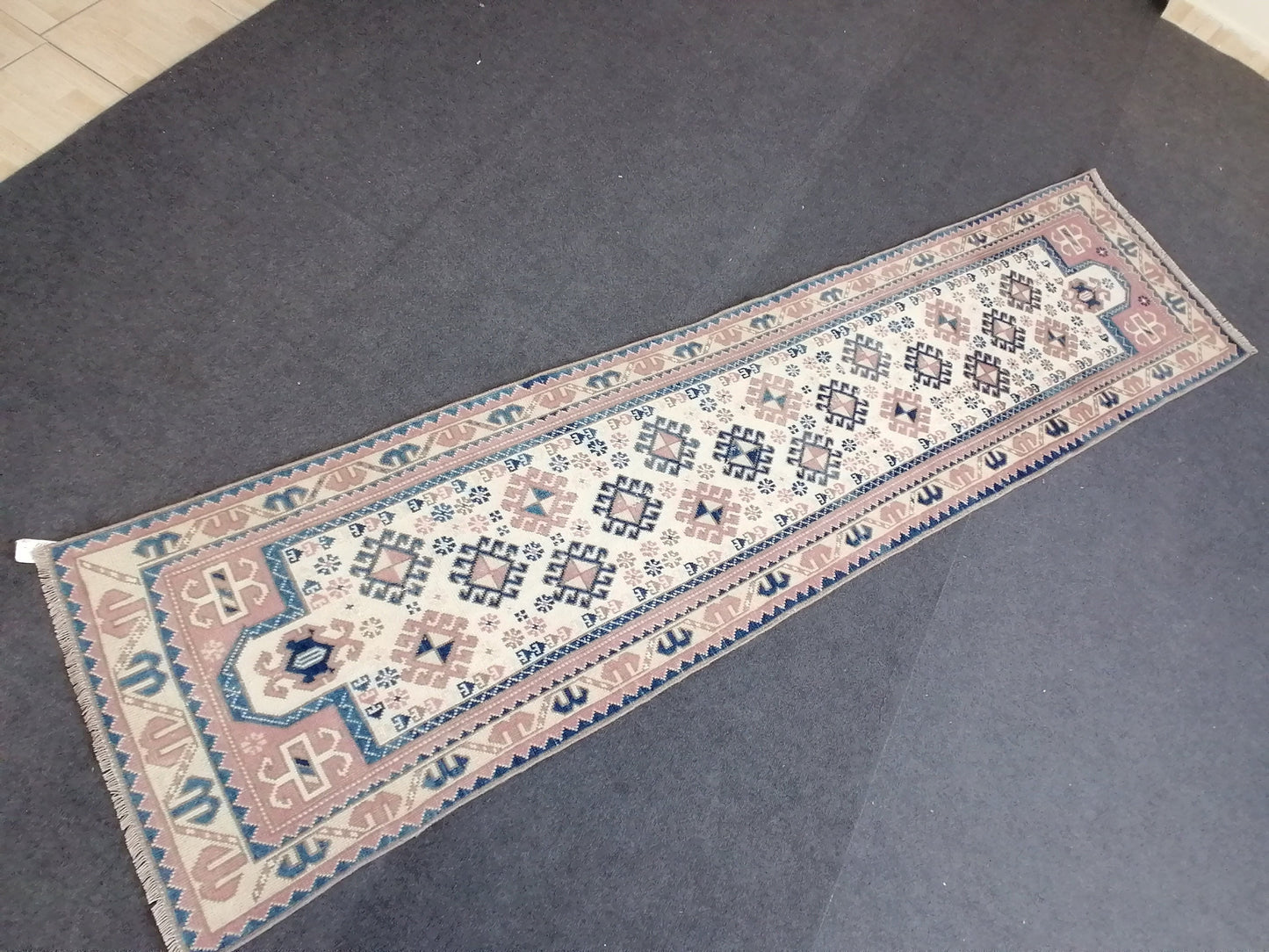 2.3 x 9 turkish runner rug - vintage runner rug, oushak  handmade rug - kitchen rug