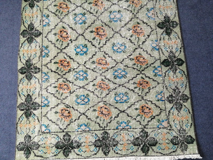 3.7 x 6.2 Green Vintage Rugs  TURKISH HAND MADE Rugs  Vintage Turkish Rugs  Oushak Rug  Wool Rug, Turkish Rug, Vintage Oushak Rug