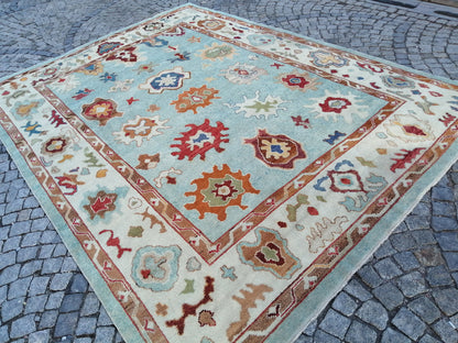 12.7 x 9.4 OUSHAK RUG, TURKISH Oushak Rug, Vintage Oushak  Rug, Rug, Wool Oushak Rug Hand Made Rugs, Made In Turkey 9x13 9x12 Rug