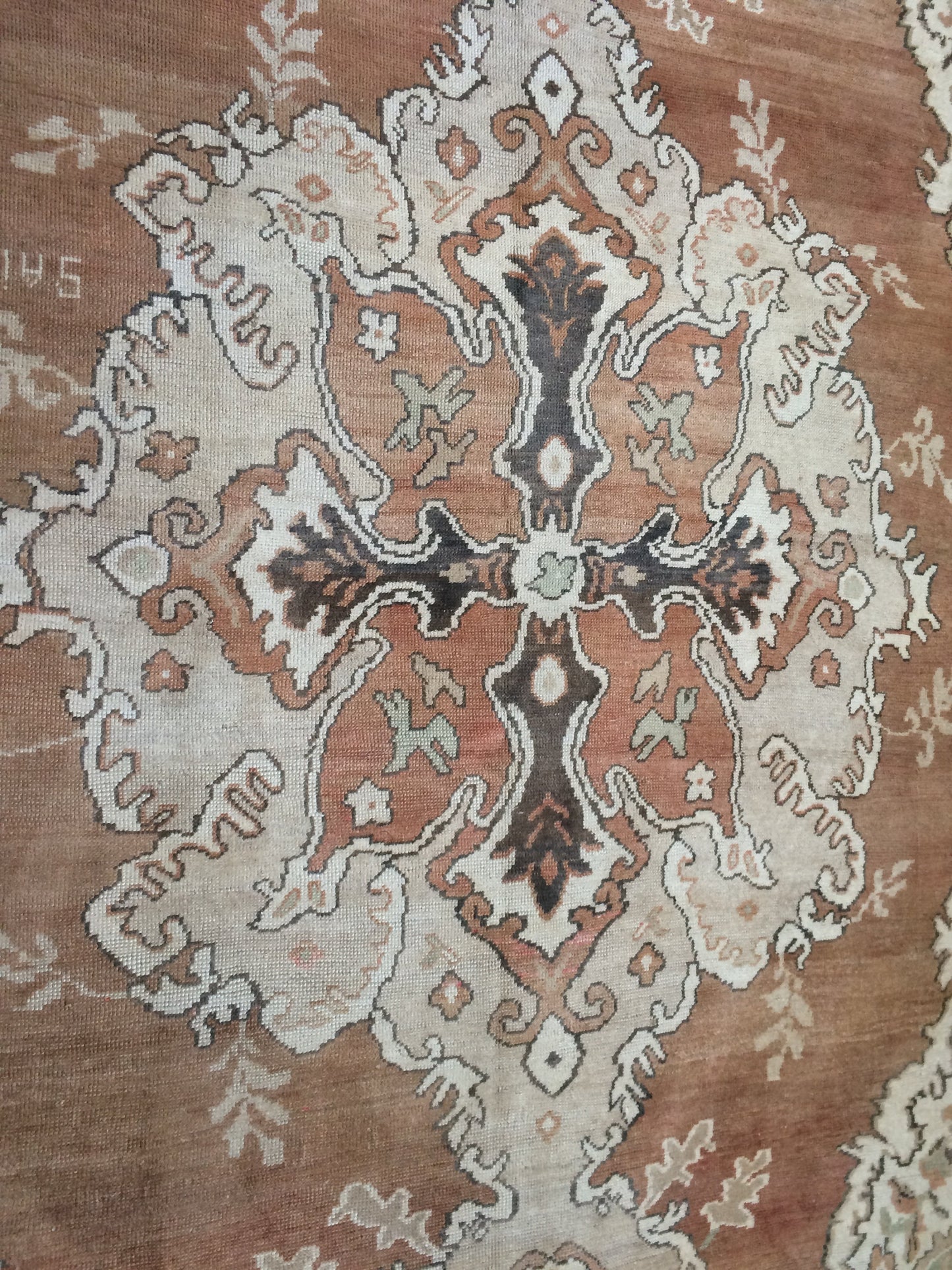 Large Area OUSHAK RUG TURKISH Neutral Rug Vintage 7 x 10.5 Oushak Brown Rug Vintage Rug Wool Kars Rug Hand Made Rugs Wool Hand Knotted Rug