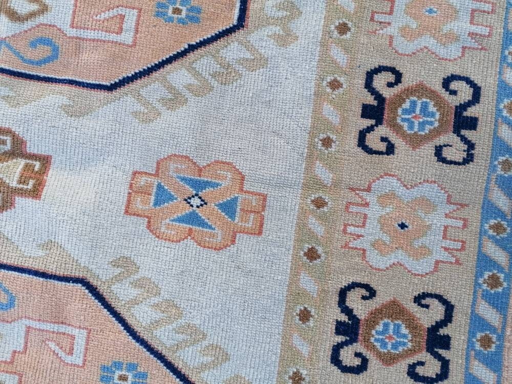 Oushak wool rug, vintage blue hand made rug 5'8x7'8 kitchen rug, living room rug, vintage anatolian rug,unique hand made rug