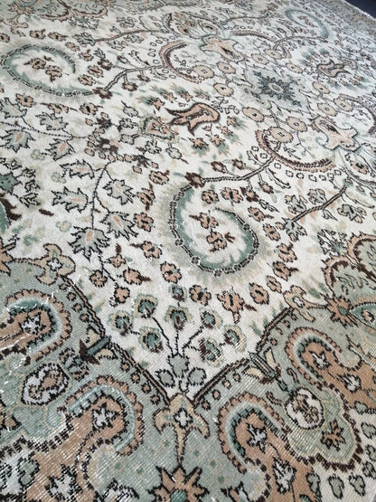 6.6 x 10.3 Vintage Rugs  TURKISH HAND MADE Rugs   Vintage Turkish Rugs   Oushak Rug  Turkish Oushak Rug, Vintage Oushak Rug, Wool Rug