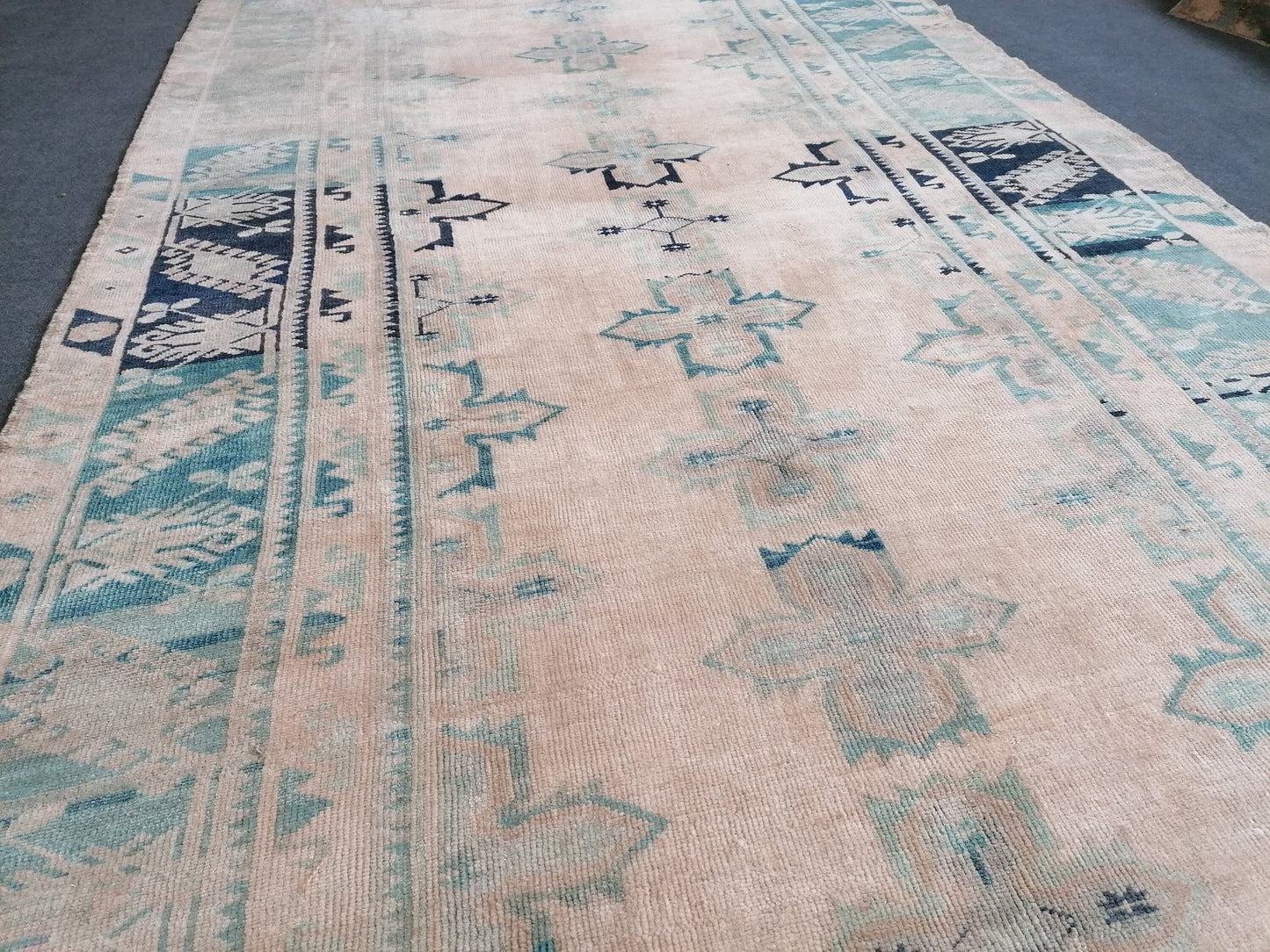 Muted oushak rug 5x8'10large turkish rug,vintage wool rug, hand made rug, living room rug