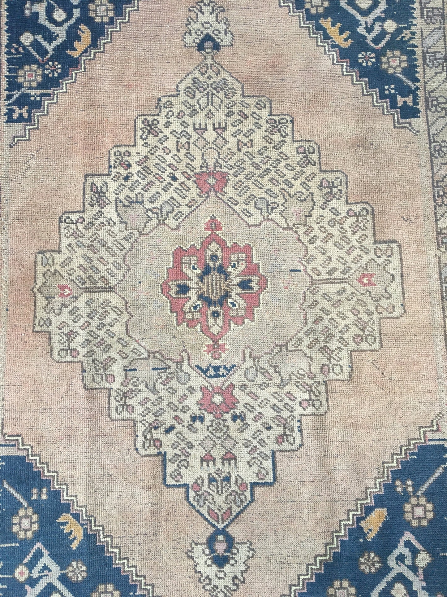 4.5x8 feet handmade area rug, vintage turkish muted rug, bohemian antique blue rug, persian motif kitchen floor rug, bedroom rug,hallway rug