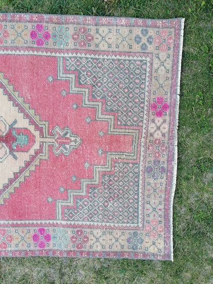 Turkish wool rug vintage handmade rug oushak rug kitchen rug bohemian rug 3'8x6'4 feet