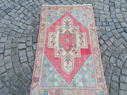 6'7x3'4 turkish rug,turkish vintage rug,oushak vintage rug,vintage rug,kitchen rug, vintage anatolian rug,unique hand made rug,bohemian rug