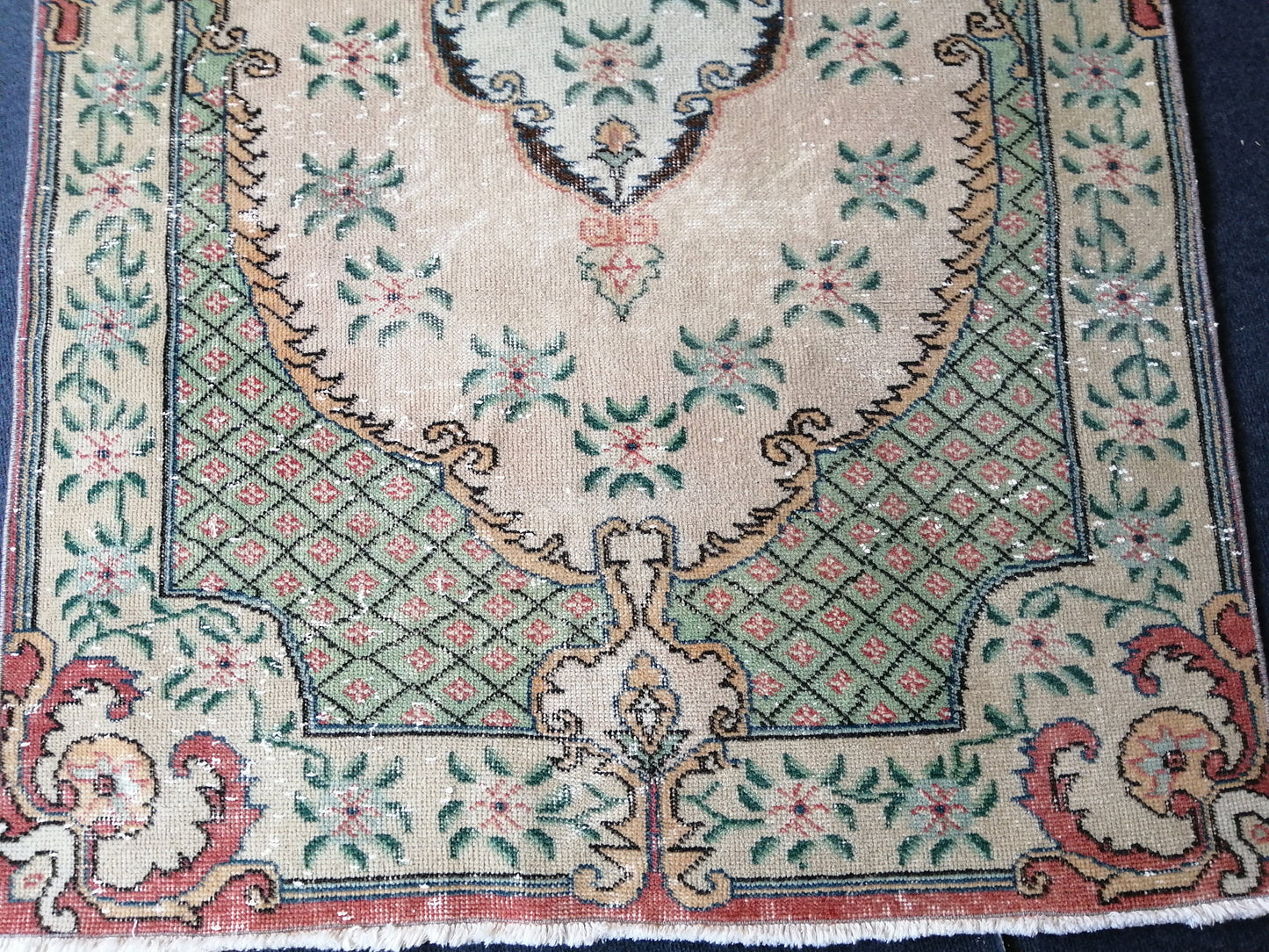 3.7 x 6.9 Turkish Rug, Oushak Rug, Rustic Oushak Rug, Wool Muted Oushak Rug, Oriental Rugs, Farmhouse Rug, Vintage Rug, Hand Made Rug