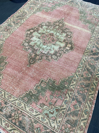Handmade Rug, Vintage 4.4 x 6.4 Turkish Rug, Persian Rug, NATURAL Wool Rug, Living Room Rug, Oushak Rug, Hand Knotted Rug, Kitchen Rug,