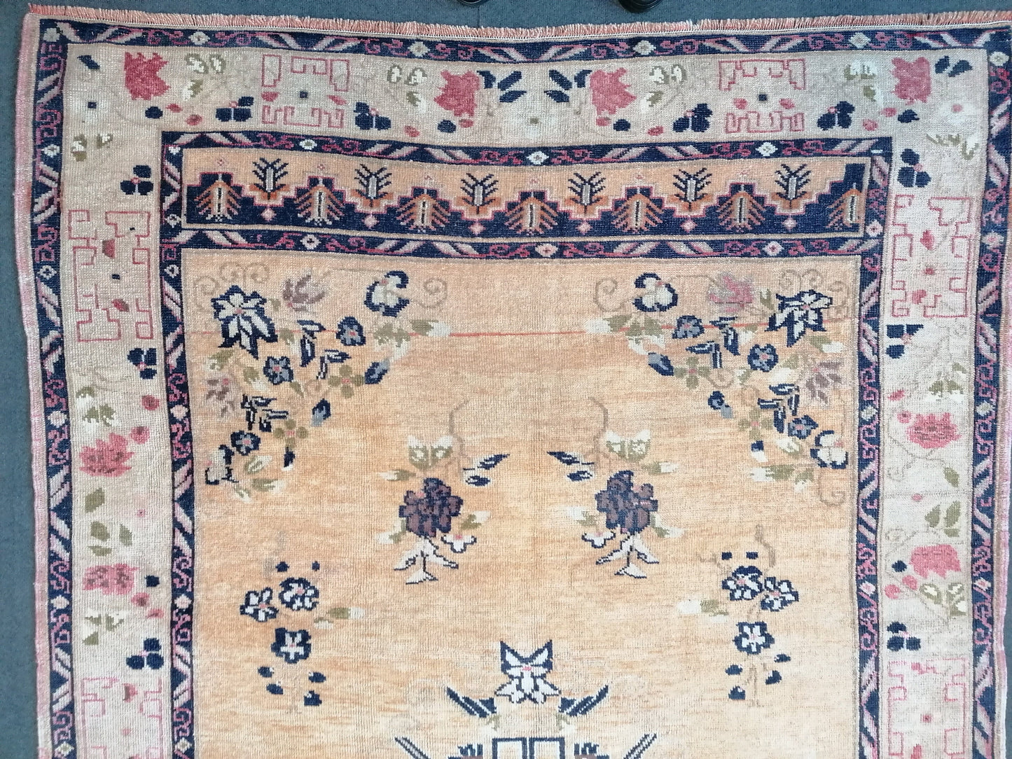 Oushak turkish wool rug 5'3x8'8 vintage handmade rug, large living room rug