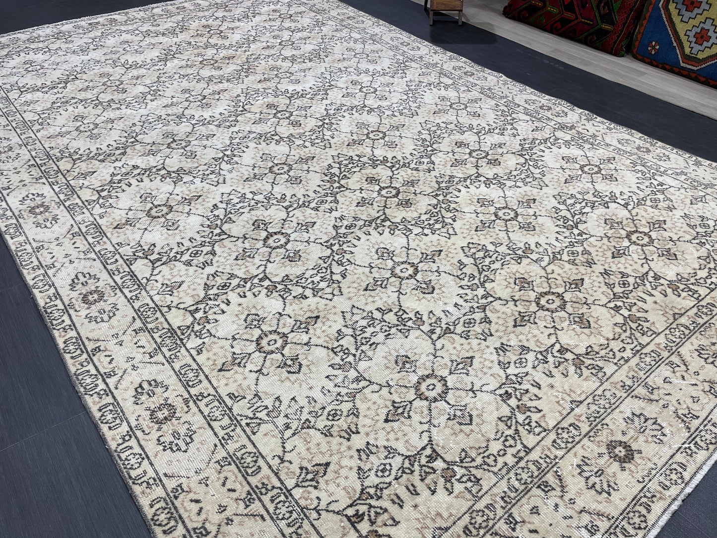 Muted Persian RUG 6.9 x 11 Turkish Rug Natural Rug Antique Rug Vintage Rug Wool Muted Oriental Rug Handmade Rug Hand Knotted Rug 7x11 rug