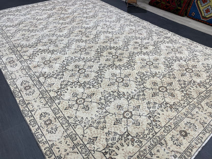 Muted Persian RUG 6.9 x 11 Turkish Rug Natural Rug Antique Rug Vintage Rug Wool Muted Oriental Rug Handmade Rug Hand Knotted Rug 7x11 rug