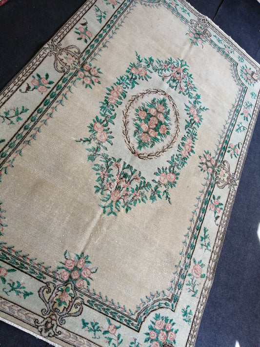 Vintage rugs Turkish Oushak Rug 6x10 Bohemian Rug, Living Room Rug, Oushak Rug, Hand woven Rug, Wool Muted Rug, WOOL Oriental Rugs